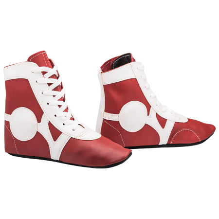 Купить Обувь для самбо SM-0102, кожа, красный Rusco в Спасе-Деменске 