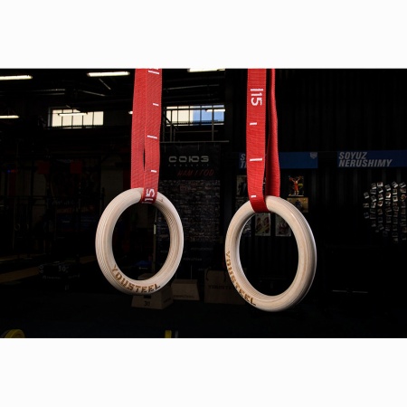 Купить Кольца гимнастические 32 мм красные стропы в Спасе-Деменске 