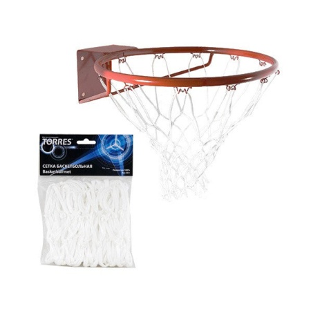 Купить Сетка баскетбольная Torres, нить 4 мм, белая в Спасе-Деменске 