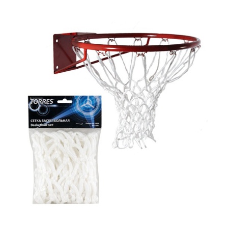Купить Сетка баскетбольная Torres, нить 6 мм, белая в Спасе-Деменске 